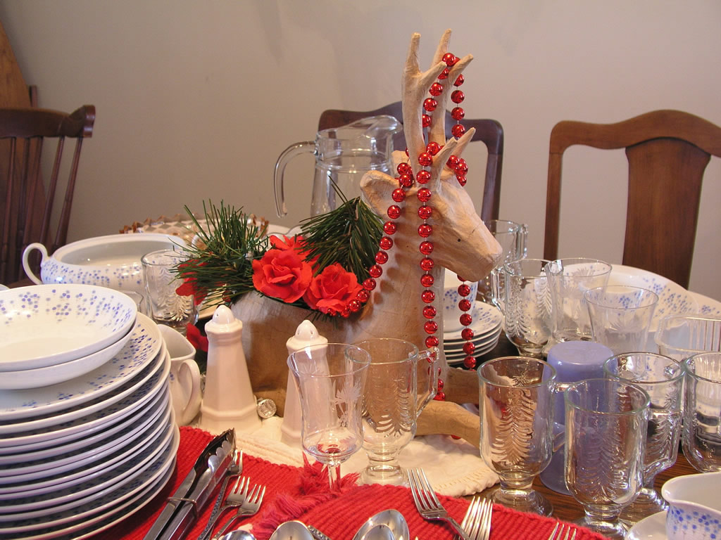 Christmas Dinner China and Centerpiece