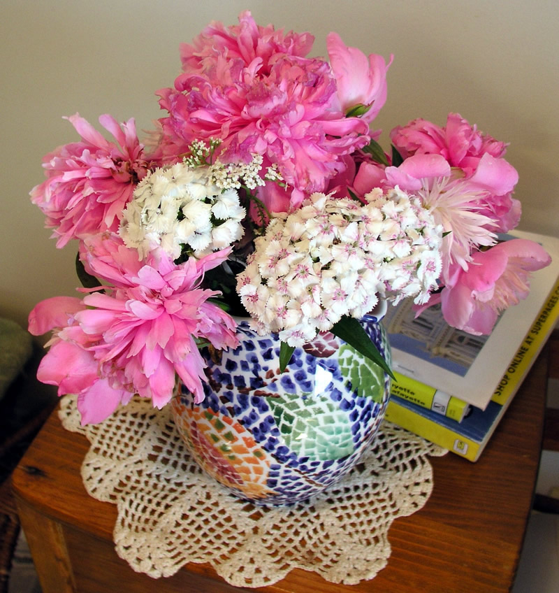 Pink Peonies and Wildflowers