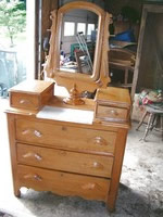 Oak Swivel Mirror Marble Top Bureau