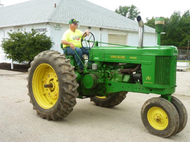 Vintage John Deere Diesel Tractor in Sunday's Parade at the fair
